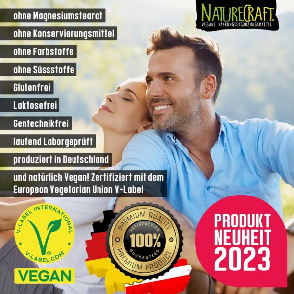 Vegan Multivitamins - 25 Vitamine, Mineralien und Spurenelemente - B12, D3, K2, Calcium, Zink, Eisen, Magnesium und viele weitere - mit 120 Kapseln (4 Monats-Vorrat) – Bild 5