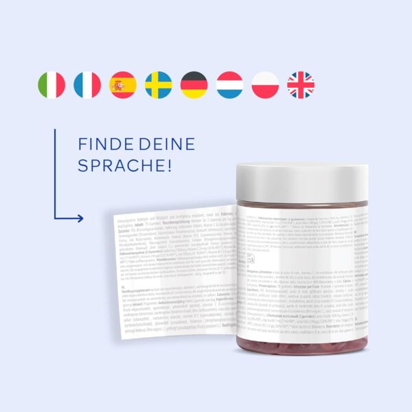 Jelly Pills® Multivitamine und Mineralien Kinder 70 Gummies - ohne Zuckerzusatz - Gummis mit Erdbeergeschmack 10 Wochen - mit allen Vitaminen A B C D E Biotin Folsäure Zink Jod Magnesium Chrom – Bild 3