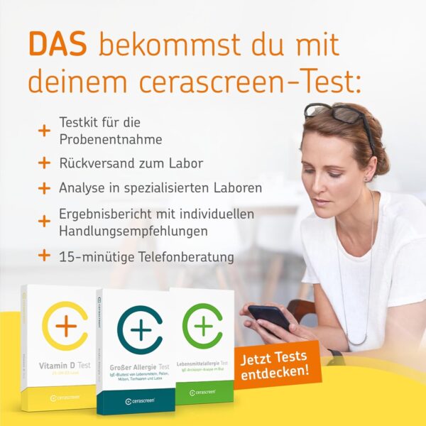 Vitamin D Test Kit von CERASCREEN - Spiegel messen und Bedarf erkennen mit dem Testkit für zu Hause | Zertifiziertes Labor | Konkrete Handlungsempfehlungen und Gesundheitsinformationen – Bild 6