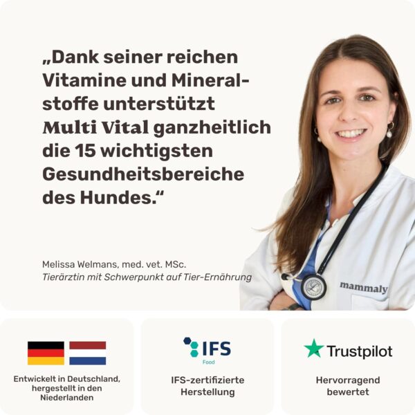 mammaly - 15 in 1 Multivitamin Komplex für Hunde - Multi Vital 2X 325g 220 Leckerli - Omega 3, Vitamin B, C, A, D3, E Snacks - Leckerlies für Hund - Unterstützt Immunsystem, Vitalität, Gehirnfunktion – Bild 7