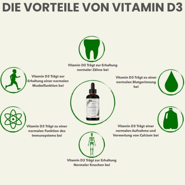 Veganes Omega 3 Algenöl Präparat | DHA aus der Mikroalge Schizochytrium sp. | Mit Vitamin D3 | Auf Basis von Hanfsamenöl | Hoher Anteil an Alpha-Linolsäure und Alpha Linolensäure, 100 ml – Bild 6