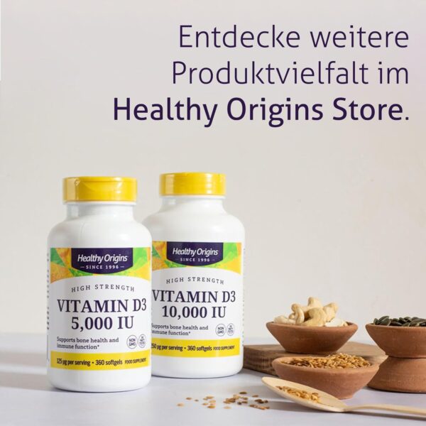 Healthy Origins, Vitamin D3, 360 Softgels, 5.000IU Vitamin D3 je Dosis, Glutenfrei, GMO frei, Geschmacksneutral – Bild 7