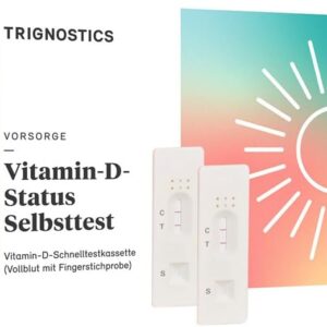 TRIGNOSTICS Vitamin D Test für zuhause - schneller Vitamin-D-Mangel Selbsttest | 2 Bluttests für zuhause ohne Labor | Probenentnahme durch Piektest am Finger | leicht abzulesen mit Hilfe der Farbkarte
