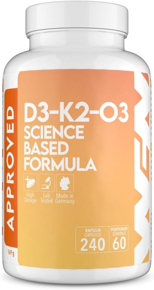 WFN Approved D3-K2-O3 - Vitamin D3 + K2 + Omega 3 - K2VITAL All-Trans K2 MK-7 - Hochdosierte Fischöl Kapseln in Triglycerid-Form - Bioverfügbares D3 - Produziert & laborgeprüft in Deutschland