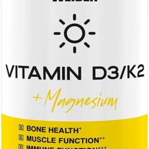WEIDER Vitamin D3/K2 Kapseln hochdosiert plus Magnesium, mit hochwertigem K2Vital MK-7 Vitamin K2, für Knochengesundheit, gesunde Zähne und ein starkes Immunsystem, 120 Kapseln