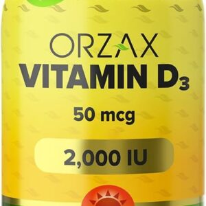 Orzax Vitamin D3 2000 I.E. - 360 Weichkapseln (12 Monate) - hochdosiert & naturbelassenes vitamin d, ohne Zusätze, laborgeprüft (Cholecalciferol)
