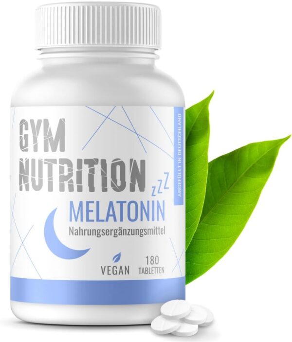 Melatonin - 180 Tabletten - 0,5 mg pro Tagesdosis - Made in Germany - Premium Qualität Vegan für 360 Nächte und eine Menge Schlaf