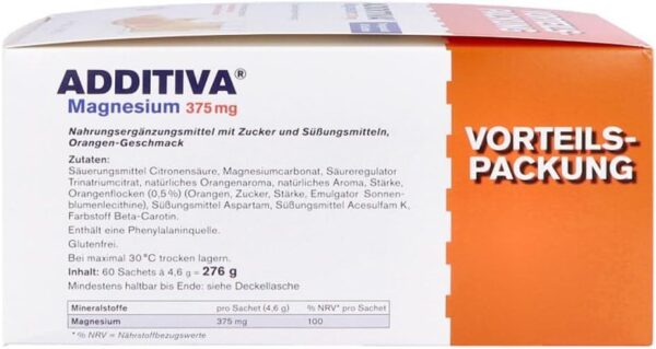 ADDITIVA Magnesium 375 mg Granulat 3er Pack 700 g, Farblos, Orange, 1 stück, (Pack of 3) – Bild 3