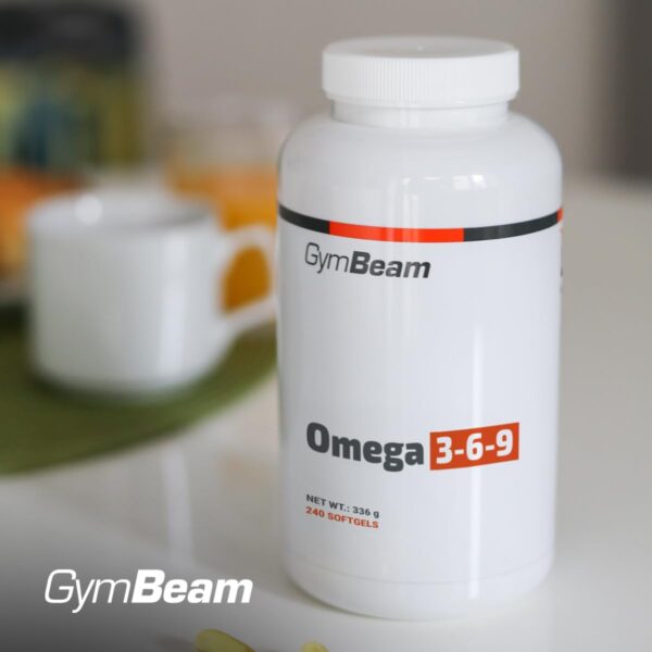 GymBeam Omega 3 6 9 mit Vitamin E angereichert, pro Tagesdosis Fischöl 800 mg, erhält Fisch-, Leinsamen- und Sonnenblumenöl, Leinöl-Kapseln, komplexe Quelle von Omega-3, Omega 6 und Omega 9 (60 caps) – Bild 2