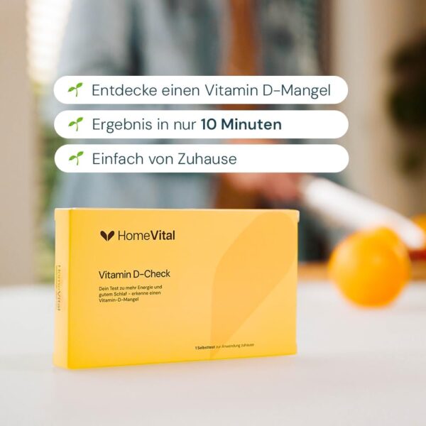 HomeVital Vitamin D Test für Zuhause - Schnelltests bei Annahme von Vitamin D-Mangel - Bluttest bei Symptomen wie Haarausfall, Depression, Erschöpfung, Müdigkeit, Vitaminmangel – Bild 2
