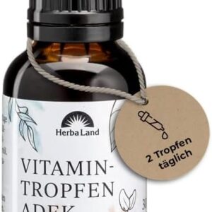 Herbaland Vitamintropfen ADEK | Nur 2 Tropfen täglich | Mit Vitamin A, Vitamin D3, Vitamin E & Vitamin K2 | 30ml