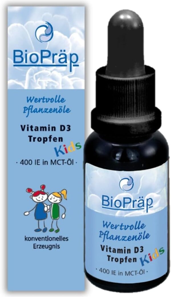 BioPräp Vitamin D3 Tropfen Kids | 680 Tage | für Kinder und Säuglinge | 20 ml | Made in Germany | zertifizierte Produktion