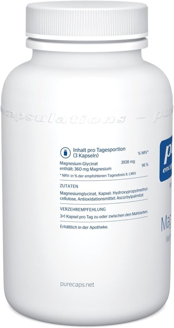 Pure Encapsulations - Magnesiumglycinat - gebunden an die Aminosäure Glycin wird Magnesium gut aufgenommen und toleriert - 90 vegane Kapseln – Bild 9
