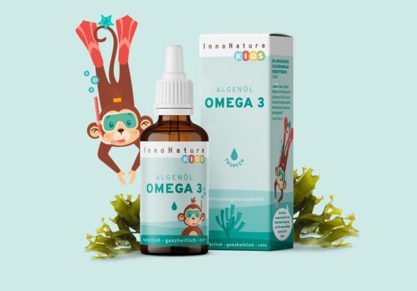 InnoNature Omega 3 Tropfen Kids | natürlich aus der Mikroalge Schizochytrium | 30ml, DHA 127-170mg, EPA 63-84mg | Empfohlen für Kinder ab 4 Jahren – Bild 7