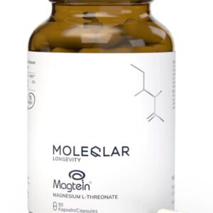 MoleQlar Magnesium L-Threonat Kapseln 90 Stück - Markenrohstoff Magtein mit offizieller EFSA-Zulassung - 150 mg elementares Magnesium pro Portion - Laborgeprüft in Deutschland