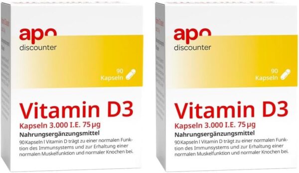Vitamin D3 Kapseln 3.000 I.e. 75 µg von apodiscounter 2x90 stk