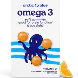 Arctic Blue Omega-3 Fruchtgummis für Kinder mit 250 mg DHA & 70 mg EPA Omega-3-Fettäuren und Vitamin D3, Zuckerfrei - Leckerer Geschmack