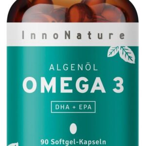 Vegan Omega 3 Kapseln aus Mikroalgenöl. 1.980 mg Premium Algenöl mit DHA + EPA pro Tagesdosis. 90 Kapseln. Hochdosiert, vegan (Algen) und hergestellt in DE.