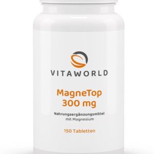 vitaworld Magnesium Magnetop 300 mg, 300 mg reines Magnesium pro Tablette, Vegan, 150 Tabletten