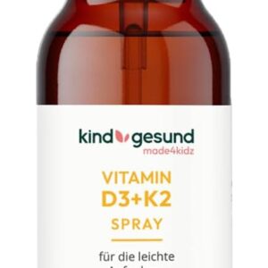 kindgesund Vitamin D3+K2 Spray für Kinder I Vegan I 182 Sprühstöße für bis zu 6 Monate I 560 IE Vitamin D3 & 23 µg Vitamin K2 pro Sprühstoß