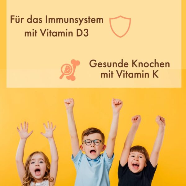Vihado Vitamin D3 + K2 für Kinder von 1-4 Jahre, sicherer Markenrohstoff, vegan, 300 Tage, 5μg 200 IE Vitamin D aus Flechten + Vitamin K, Vitamin D Kinder Vitamine, 10 ml (300 Tropfen) – Bild 6