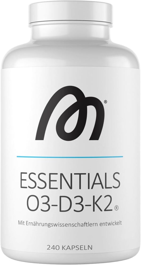 MORE Essentials O3-D3-K2, 240 Fischöl Kapseln mit 1000mg EPA & 500mg DHA pro Tag, Vitamin D3 & Vitamin K2, Kapselhülle aus Rindergelatine