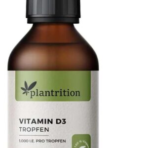 plantrition Vitamin D3 Tropfen Vegan 1000 I.E. pro Tropfen 1.350 Tropfen Vitamin D Öl - Vitamin D3 aus Flechten (Cholecalciferol) MCT Öl Kokosbasis Made in Germany - 50ml