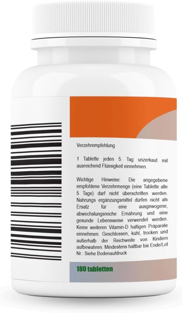 FUTURES NUTRITION 5000 I.E Vitamin D3 K2 Hochdosiert | Vegan | Beste Bioverfügbarkeit mit 99,7+% All-Trans Anteil | Nur 1 Tablette alle 5 Tage | Laborgeprüfte Reinheit | 180 Tabletten – Bild 2