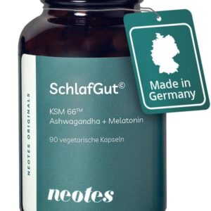 neotes RestPeak - Ashwagandha + Melatonin 90 Kapseln Hochdosiert 400mg KSM-66™ | Mit Baldrian, GABA & Vitamin B6 | Stressabbau, Schlafverbesserung & Entspannung | Bioverfügbar & Ohne Zusätze
