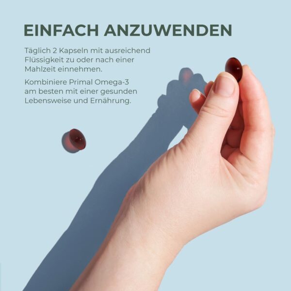 Primal Harvest ® Omega 3 Fischöl (30 Portionen) - 60 Omega 3 Kapseln in leicht zu schluckender Softgel-Form - 470mg EPA & DHA aus nachhaltig gefangenem norwegischem Fisch – Bild 3