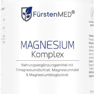 FürstenMED® 180 Magnesium Komplex Kapseln aus Magnesium-Citrat, Magnesium-Malat und Magnesium-Bisglycinat - Hochdosiert, Vegan & Ohne Zusatzstoffe