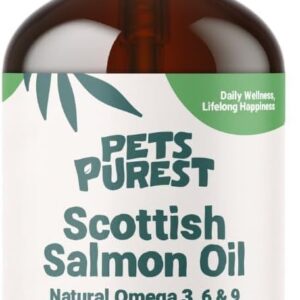 Pets Purest Lachsöl Hunde, Katzen und Heimtiere 1 Liter. Reichhaltiges Omega 3 6 9 Fischöl Futterzusatz. 100% natürliches Lachsöl für Fell, Immununterstützung, juckende Haut, Gelenk & Gehirngesundheit
