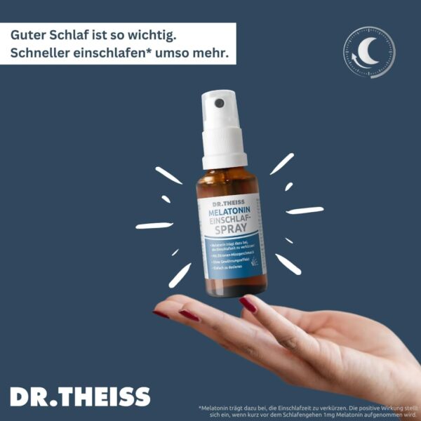 Dr. Theiss Melatonin Einschlaf-Spray | 30ml | Hilfe bei Einschlafproblemen | Mit Melatonin & Passionsblumenextrakt | Vegan und ohne Zucker | Zitronen-Minzgeschmack – Bild 6