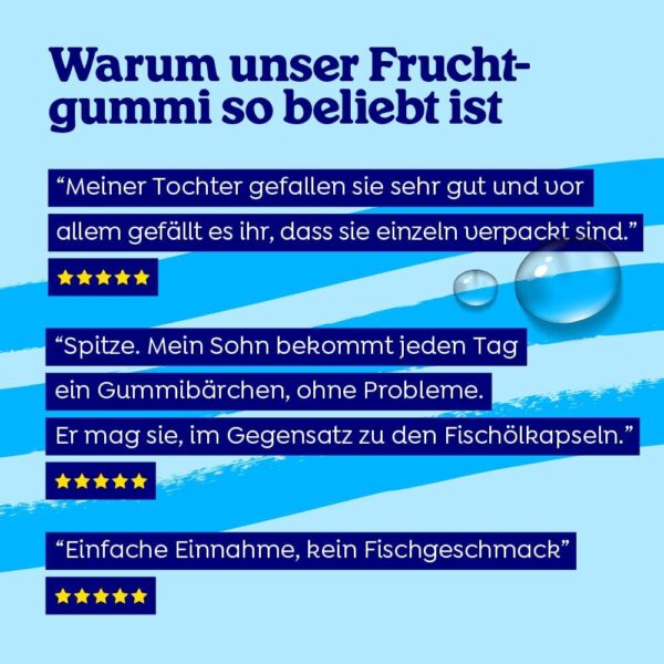 Arctic Blue Omega-3 Fruchtgummis für Kinder mit 250 mg DHA & 70 mg EPA Omega-3-Fettäuren und Vitamin D3, Zuckerfrei - Leckerer Geschmack – Bild 7
