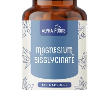 Magnesiumbisglycinat | 120 Kapseln | 1500 mg Magnesium Glycinat pro Tagesdosis, davon 300 mg Elementares Magnesium | Vegan | Hochdosiert | Alpha Foods