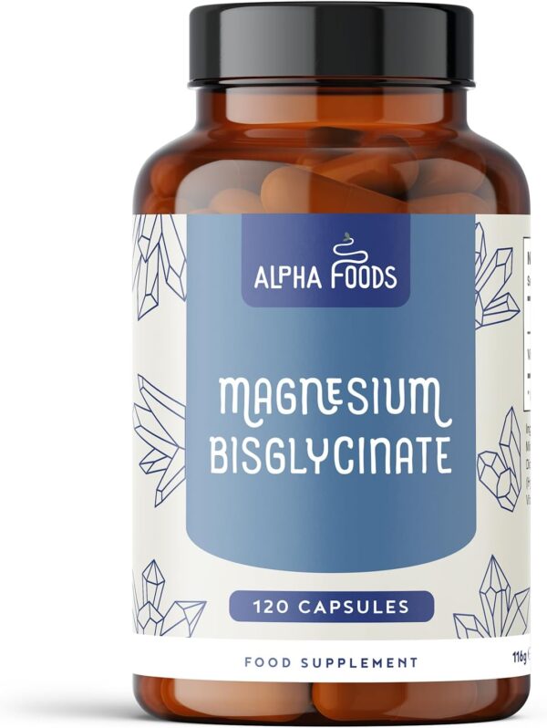 Magnesiumbisglycinat | 120 Kapseln | 1500 mg Magnesium Glycinat pro Tagesdosis, davon 300 mg Elementares Magnesium | Vegan | Hochdosiert | Alpha Foods