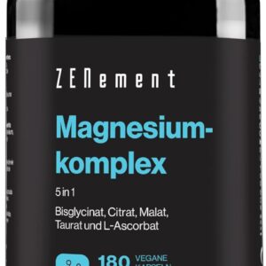 Magnesiumglycinat, 175mg elementares Magnesium pro Kapsel (350mg magnesium bisglycinat) | Premium: Chelatiertes Magnesium | 180 Kapseln (3 Monats-Vorrat) | Vegan, Hochdosiert | Zenement