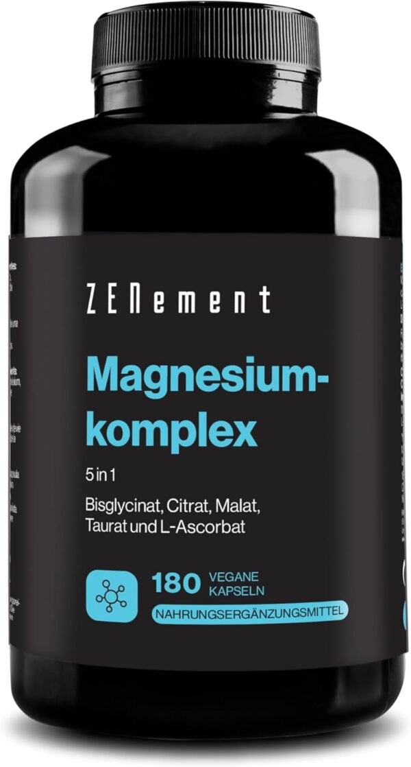 Magnesiumglycinat, 175mg elementares Magnesium pro Kapsel (350mg magnesium bisglycinat) | Premium: Chelatiertes Magnesium | 180 Kapseln (3 Monats-Vorrat) | Vegan, Hochdosiert | Zenement