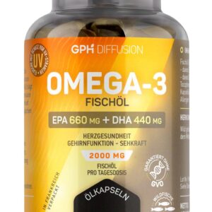 Omega 3 - Fischöl - 2000mg pro Tagesdosis - EPA : 660 mg/DHA : 440 mg - Herz-kreislauf system, Vision, Gehirnfunktion - 200 kapseln