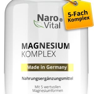 Magnesium Komplex hochdosiert - 1500 mg davon 432mg elementares Magnesium - Citrat, Oxid, Glycinat, Malat und Ascorbat - 180 Kapseln - 5 hochwertige Verbindungen für Muskeln, Eiweiß, Sport