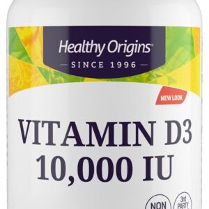 Healthy Origins, Vitamin D3, 360 glutenfreie Softgels, 10.000IU Vitamin D3 je Dosis, Sojafrei, GMO frei, Geschmacksneutral