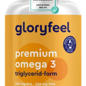 Premium Omega 3 - Triglycerid-Form (4-fache Stärke) - Höchster EPA/DHA Gehalt: 75% - Nachhaltiger Fischfang - Laborgeprüfte Fischöl Kapseln, aufwendig aufgereinigt in Deutschland hergestellt