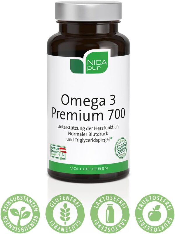 NICApur Omega 3 Premium 700 - Omega-3-Fettsäuren EPA + DHA - 60 Kapseln – Bild 4