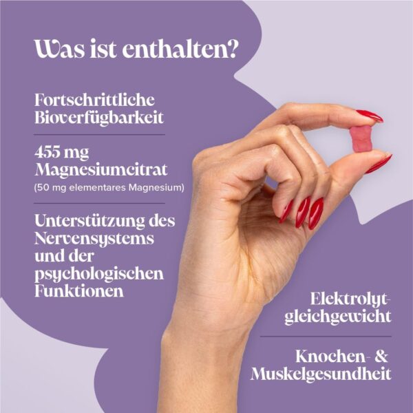 Magnesium Gummibärchen für Kinder – Vegan – 1 Monatsvorrat – Kaubarer Magnesium Komplex für Kinder – 30 Kaubare Vitamine Kinder – 455 mg Magnesiumcitrat mit 50 mg Magnesium – von Novomins – Bild 4