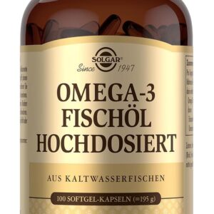 SOLGAR® Omega-3 Fischöl hochdosiert | Kaltwasser-Fischöl mit EPA und DHA | Mehrfach ungesättigte Fettsäuren | mit 1764 mg Omega-3-Fettsäuren pro Tagesdosis | 100 Softgel-Kapseln