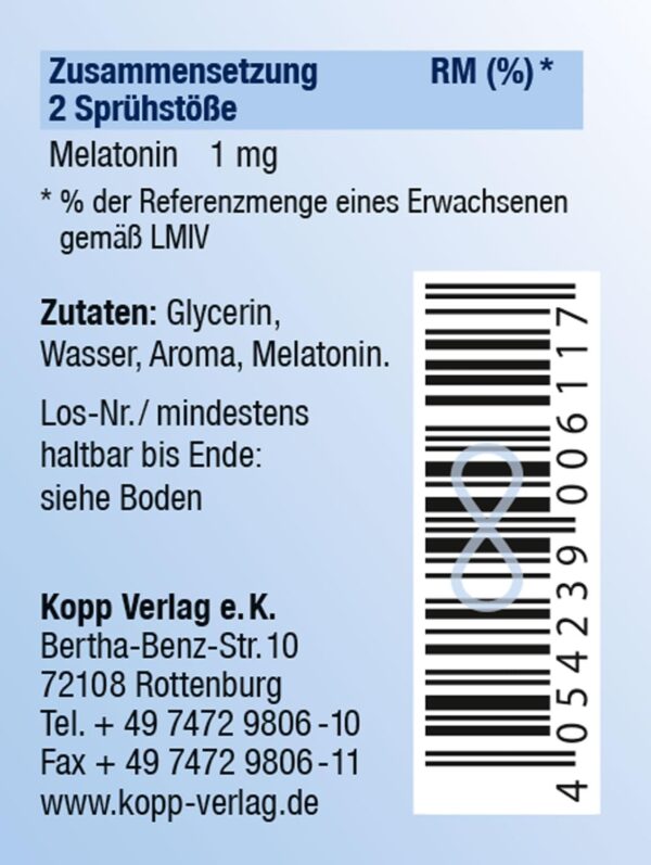 KOPP Vital® Melatonin Spray | 1 x 50 ml | rund 330 Sprühstöße | ohne Alkohol Passionsfrucht-Aroma | Vegan – Bild 4