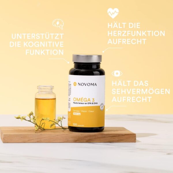 Omega 3 Epax® Fischöl 2000 mg/Tag | Rein und konzentriert | 120 Kapseln | Reich an EPA und DHA & Vitamin E | Geruchloses Fischöl | NOVOMA – Bild 3
