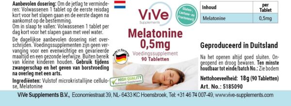 Melatonin 0,5mg - 90 Tabletten - sicher dosiert und vegan - vor dem Schlafengehen | Qualität aus Deutschland von ViVe Supplements – Bild 7