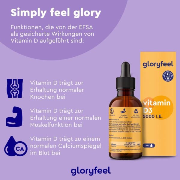 Vitamin D3 5000 I.E. pro Tropfen, Hochdosiert - 50ml (flüssig) in MCT-Öl aus Kokos - Vitamin D3 Tropfen hoch bioverfügbar und stabil - Laborgeprüft, ohne Zusätze in Deutschland hergestellt – Bild 5