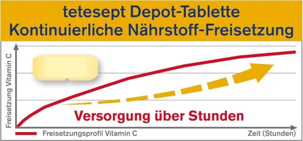 tetesept Vitamin C 1200 + Zink + D3 – Nahrungsergänzungsmittel mit Vitamin C, D3 und Zink zur Unterstützung des Immunsystems, des Zellschutzes und der Knochen – 5 x 30 Vitamin Tabletten – Bild 6
